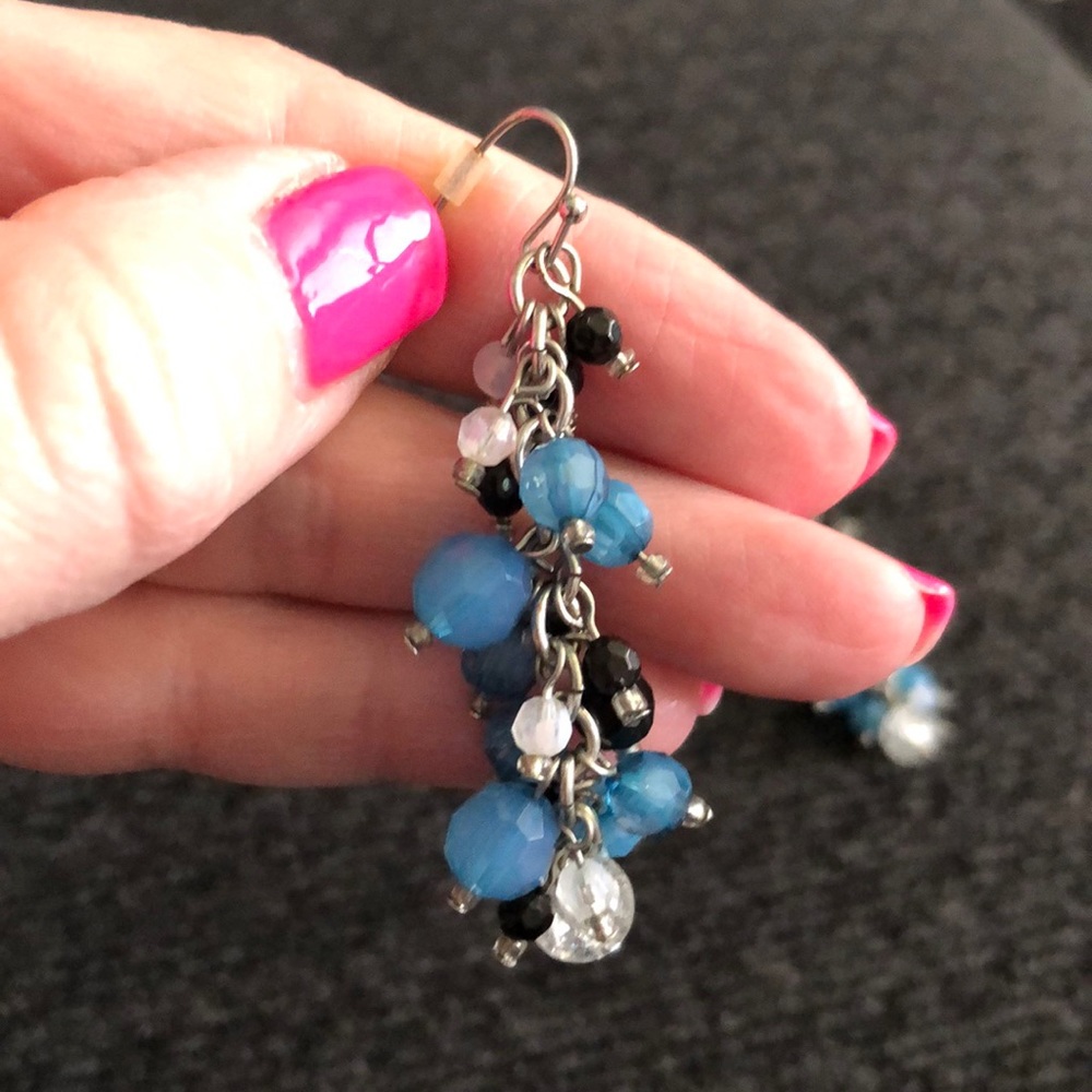 New York and Company blue black bead earrings